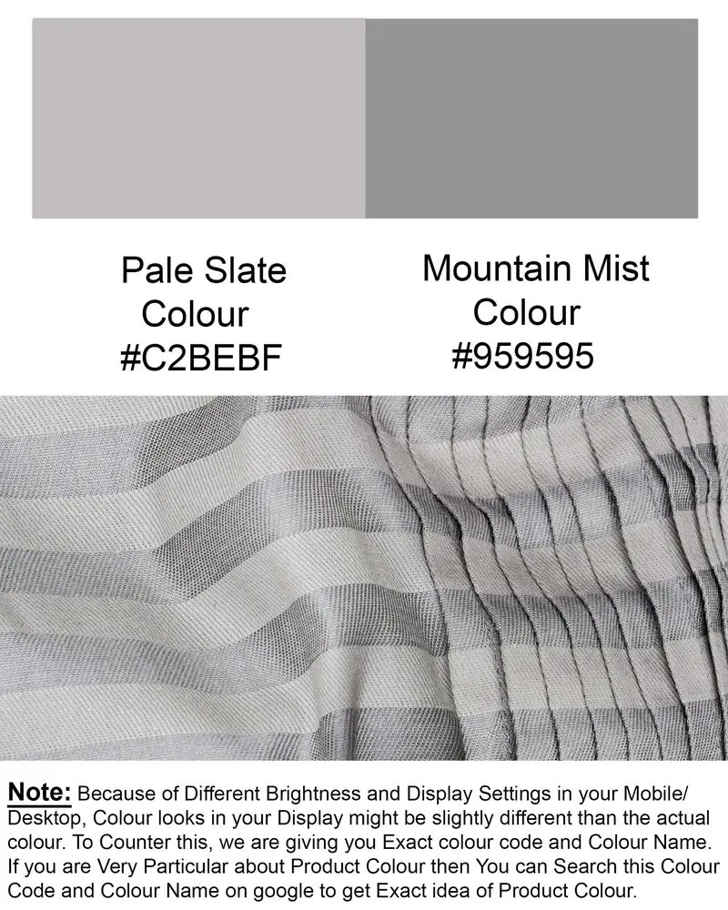 Pale Slate Gray And Mountain Mist Gray Snake Pleated Striped Dobby Tuxedo Shirt 8