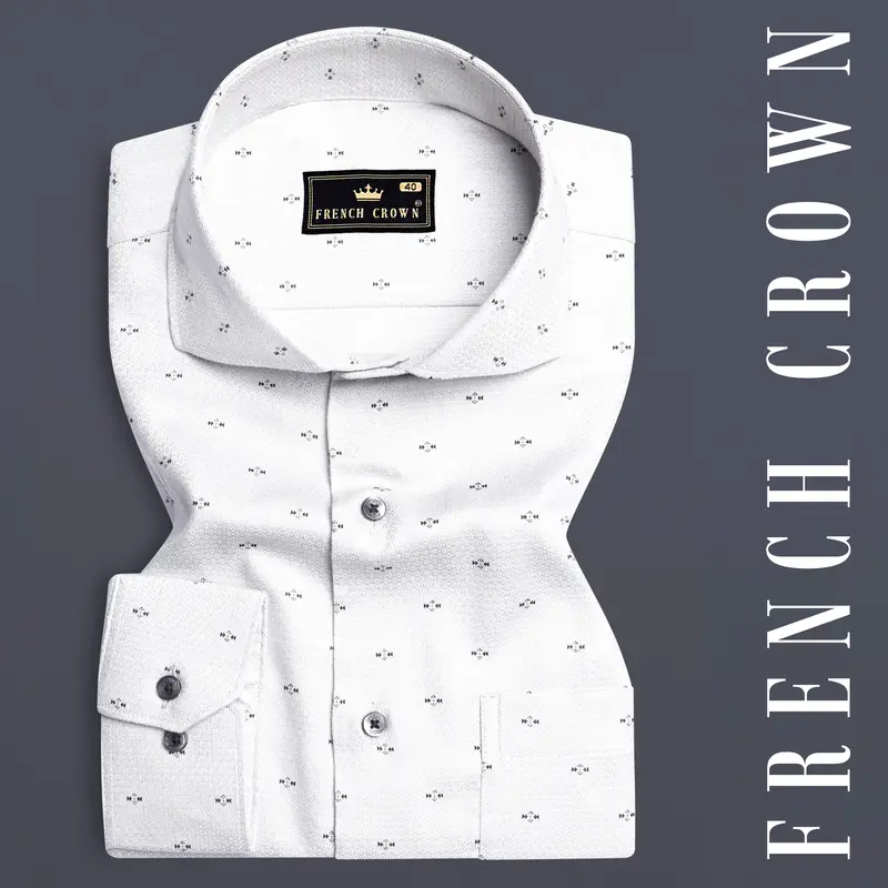 Pale Slate Gray Dobby Textured Premium Giza Cotton Shirt 1