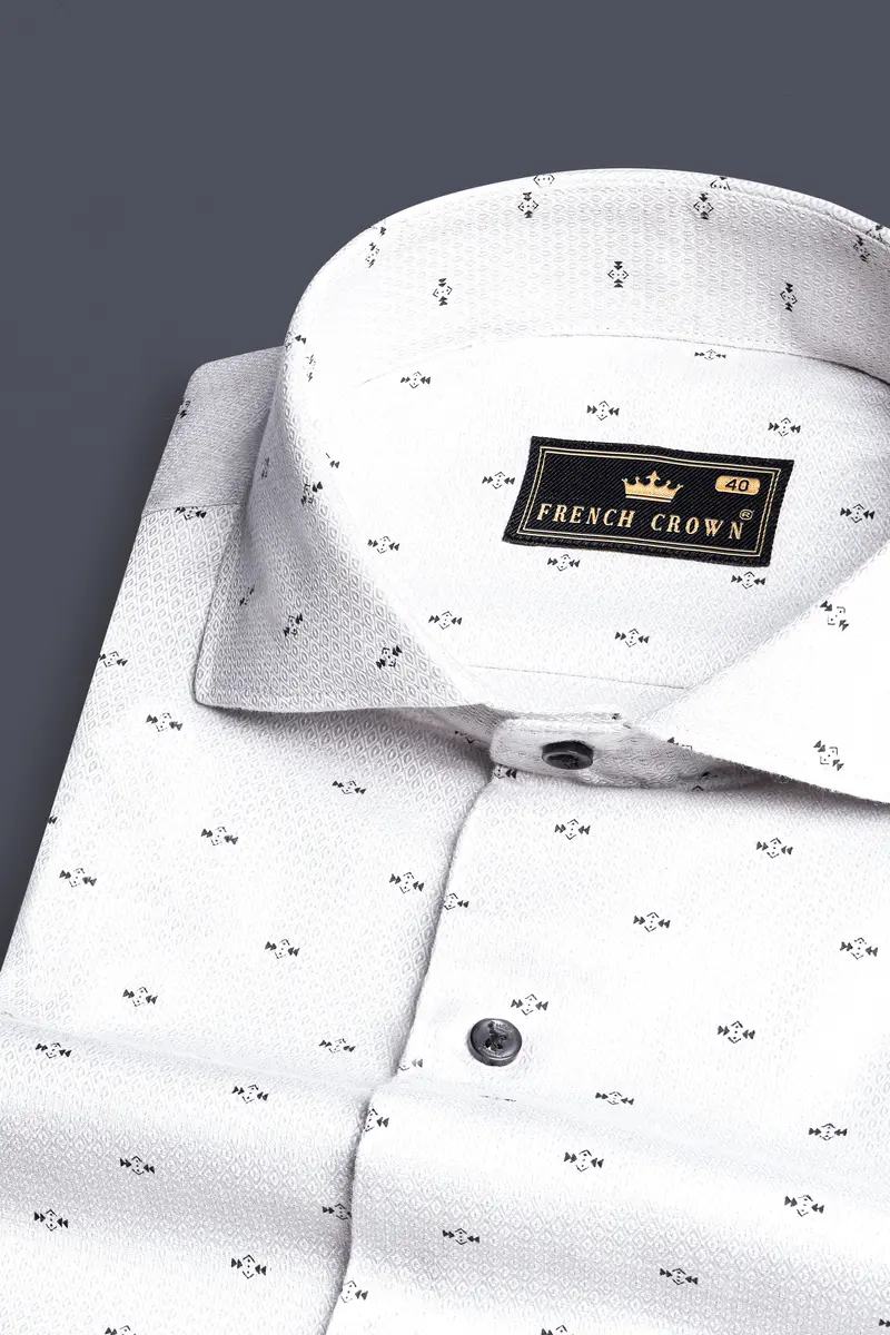 Pale Slate Gray Dobby Textured Premium Giza Cotton Shirt 2