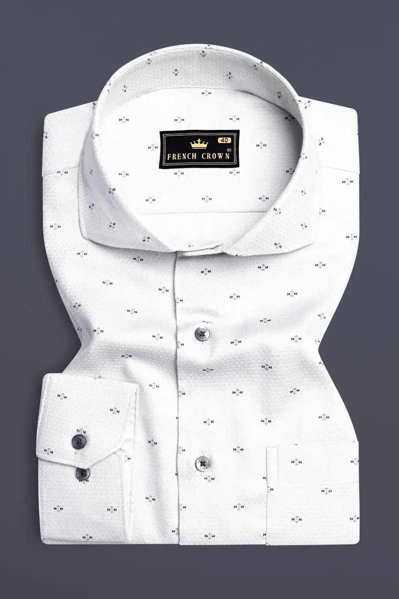 Pale Slate Gray Dobby Textured Premium Giza Cotton Shirt 4