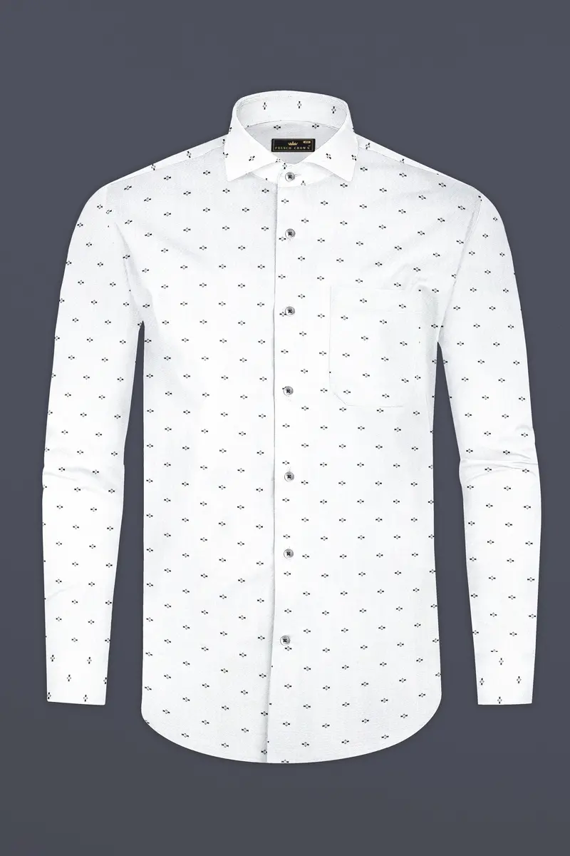 Pale Slate Gray Dobby Textured Premium Giza Cotton Shirt 5