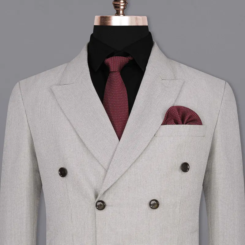 Pale Slate Gray Double Breasted Blazer 11