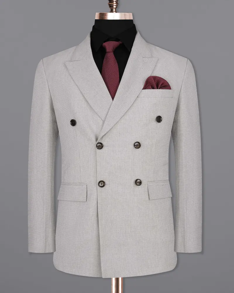 Pale Slate Gray Double Breasted Blazer 8