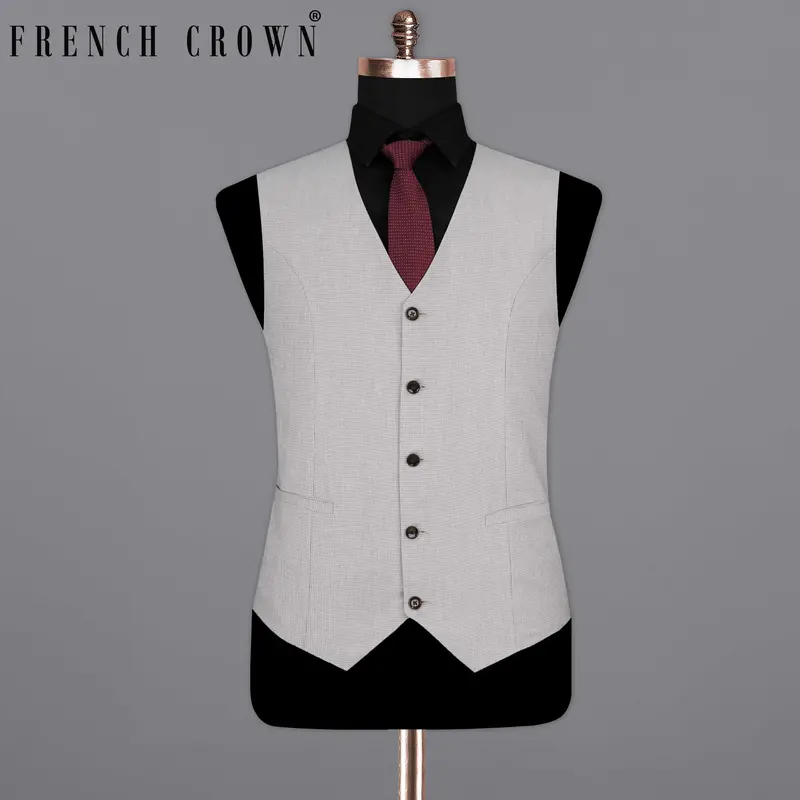 Pale Slate Gray Textured Waistcoat 1