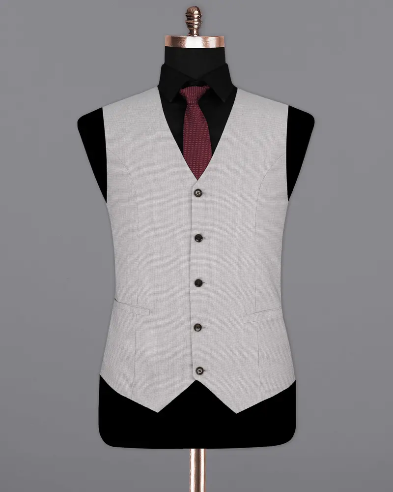 Pale Slate Gray Textured Waistcoat 2