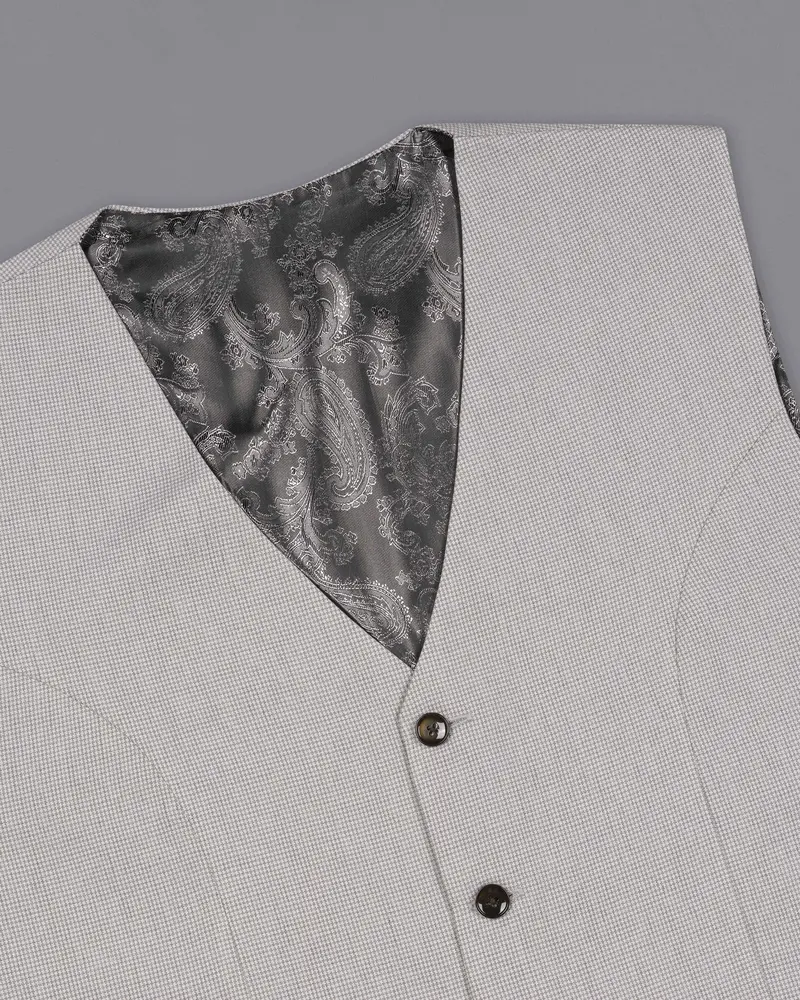 Pale Slate Gray Textured Waistcoat 4