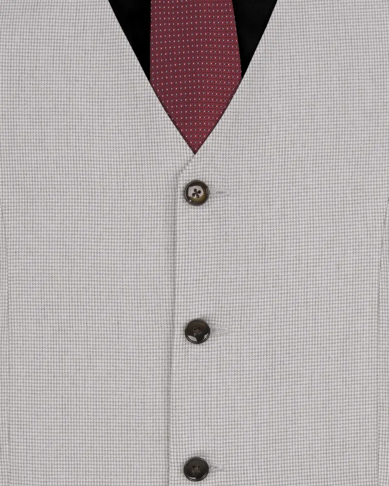 Pale Slate Gray Textured Waistcoat 5