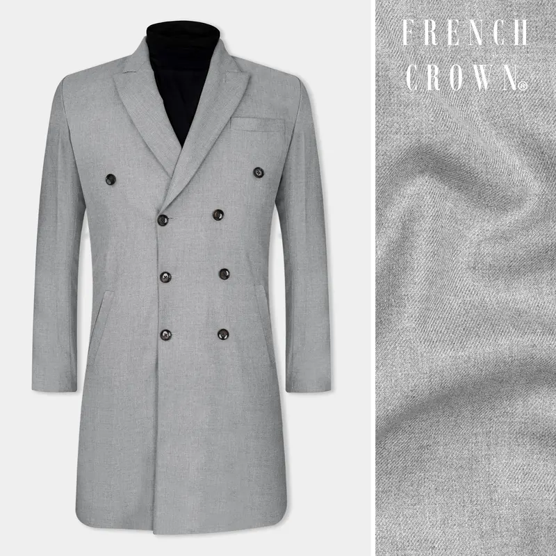 Pale Slate Gray Tweed Overcoat 1