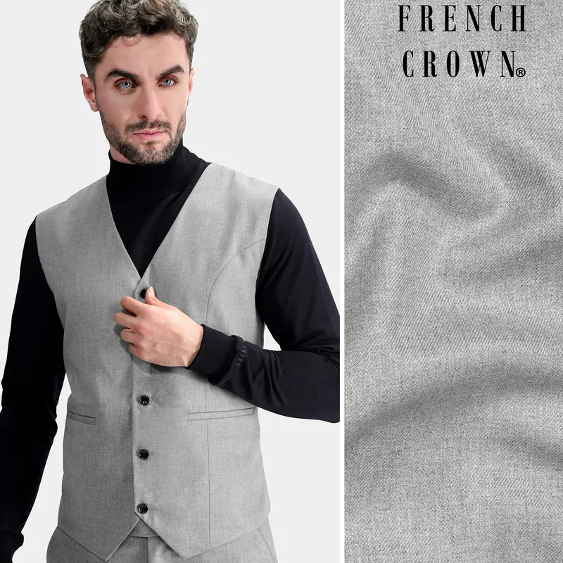 Pale Slate Gray Tweed Waistcoat 1