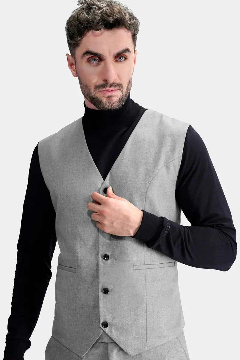 Pale Slate Gray Tweed Waistcoat 2
