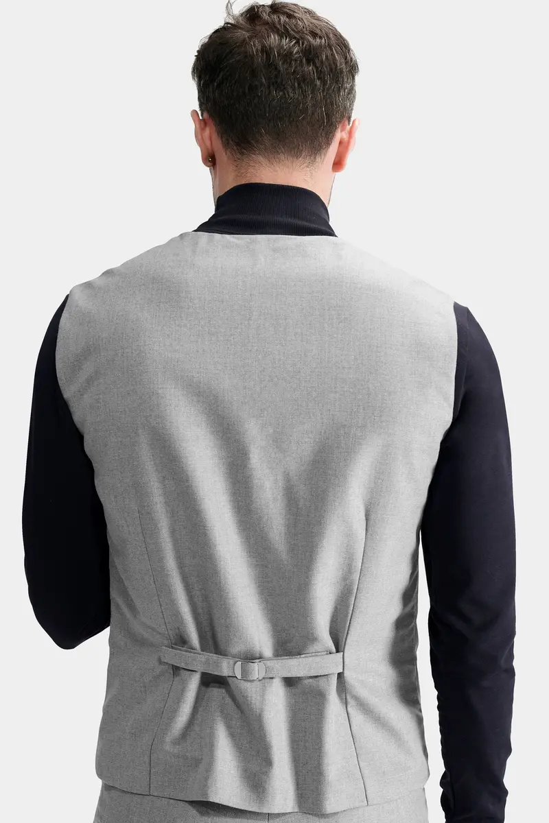 Pale Slate Gray Tweed Waistcoat 4