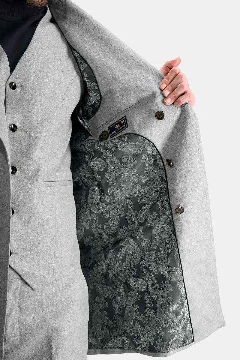 Pale Slate Gray Tweed Waistcoat 6