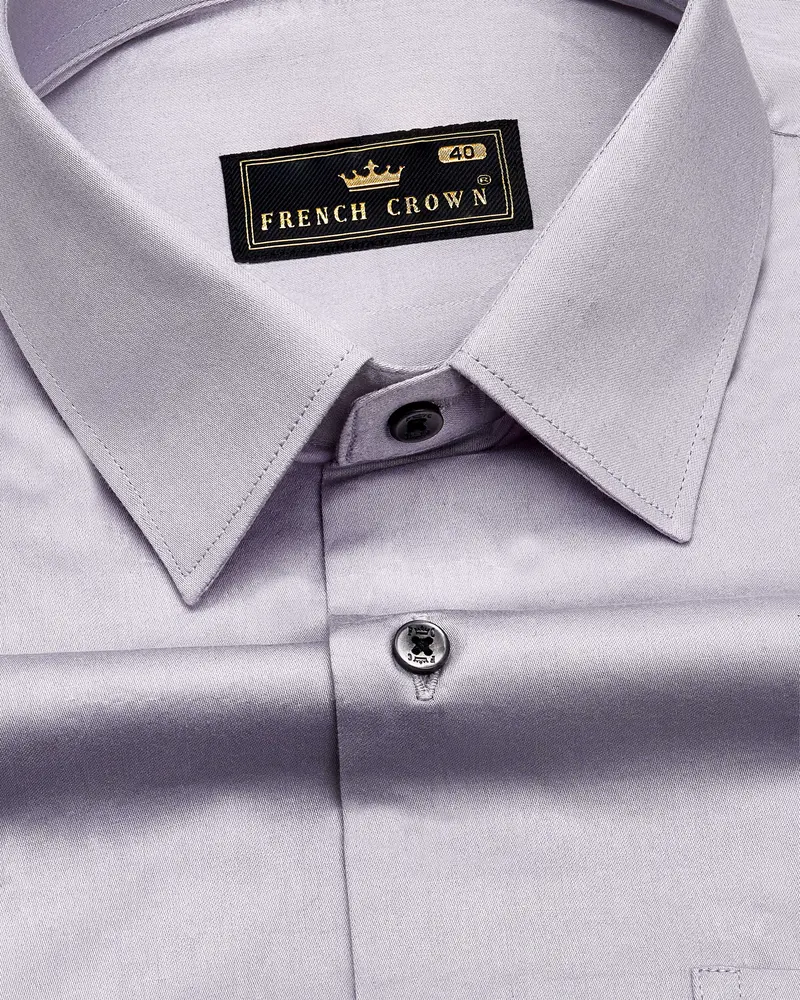 Pale Slate Lavender Subtle Sheen Embroidered Super Soft Premium Cotton Shirt 4