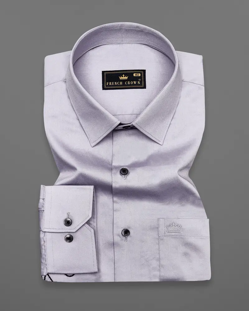 Pale Slate Lavender Subtle Sheen Embroidered Super Soft Premium Cotton Shirt 5