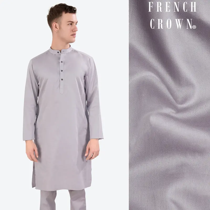Pale Slate Lavender Subtle Sheen Super Soft Premium Cotton Kurta 1