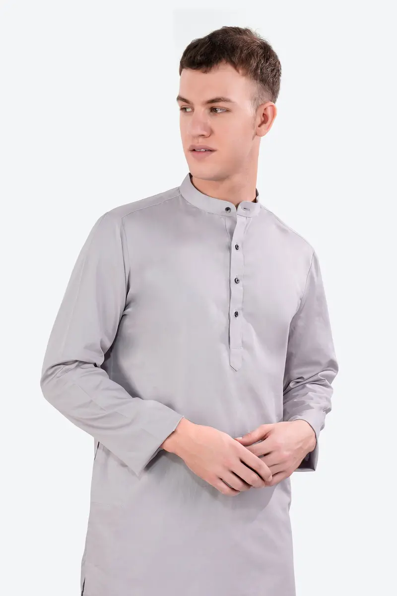 Pale Slate Lavender Subtle Sheen Super Soft Premium Cotton Kurta 4