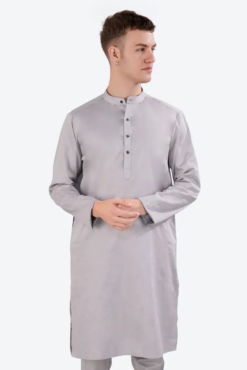 Pale Slate Lavender Subtle Sheen Super Soft Premium Cotton Kurta 5
