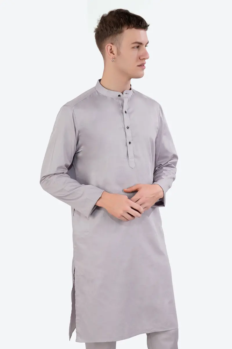 Pale Slate Lavender Subtle Sheen Super Soft Premium Cotton Kurta 6