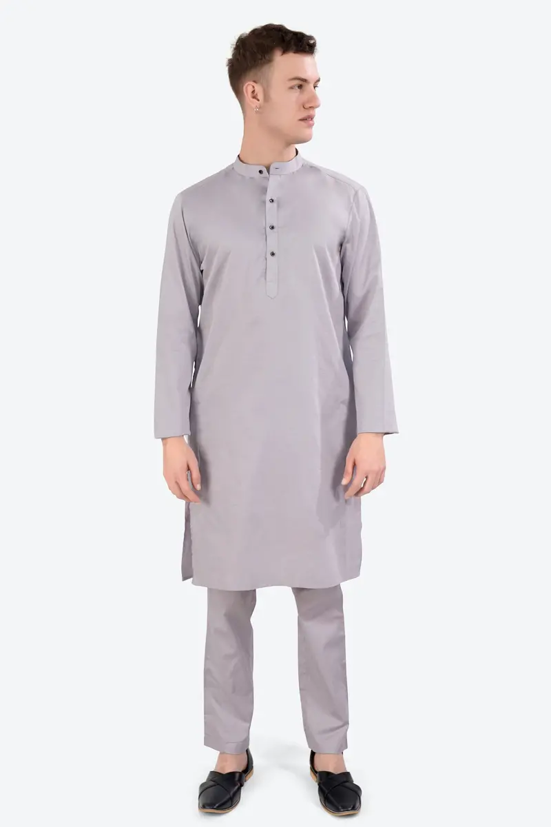Pale Slate Lavender Subtle Sheen Super Soft Premium Cotton Kurta 8