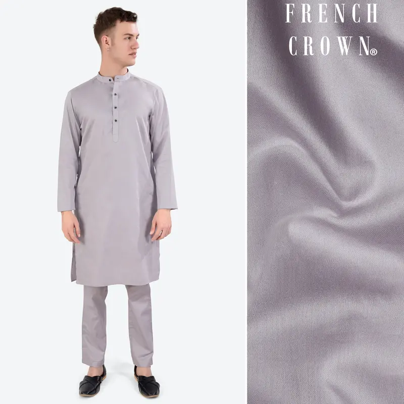 Pale Slate Lavender Subtle Sheen Super Soft Premium Cotton Kurta Set 1