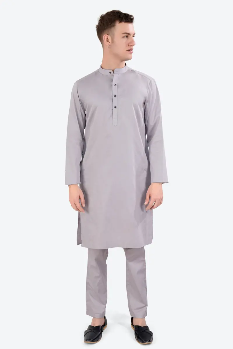 Pale Slate Lavender Subtle Sheen Super Soft Premium Cotton Kurta Set 2
