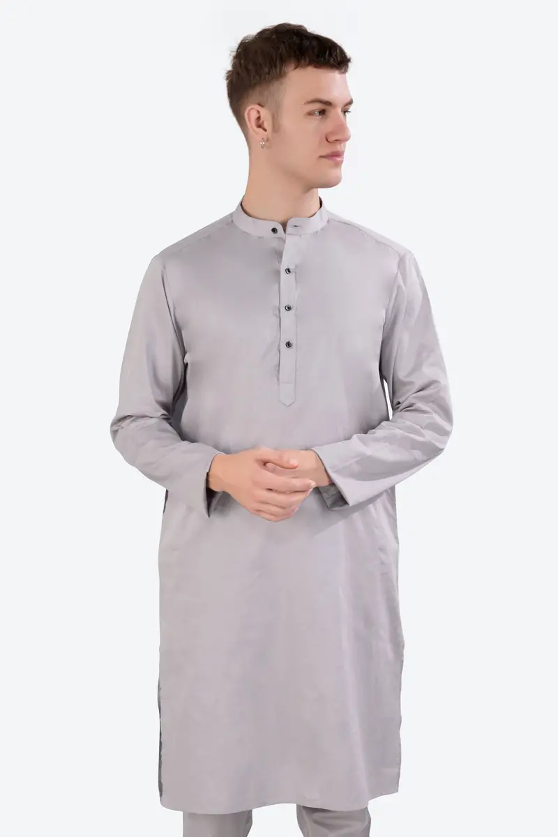 Pale Slate Lavender Subtle Sheen Super Soft Premium Cotton Kurta Set 5