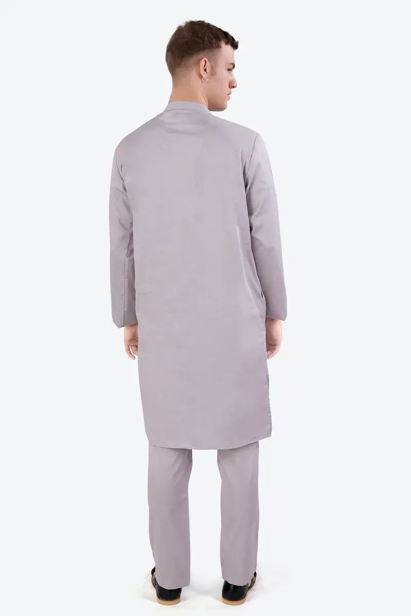 Pale Slate Lavender Subtle Sheen Super Soft Premium Cotton Kurta Set 7