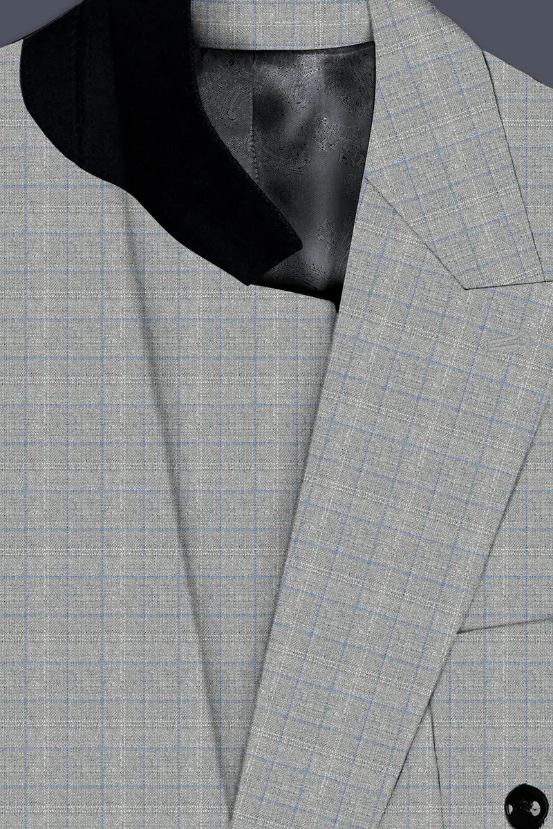 Pale Slate Plaid Double-Breasted Woolrich Sports Blazer 4