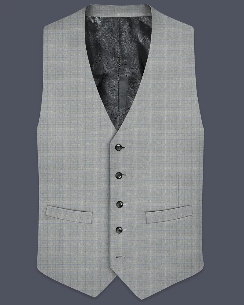 Pale Slate Plaid Woolrich Sports Waistcoat 1