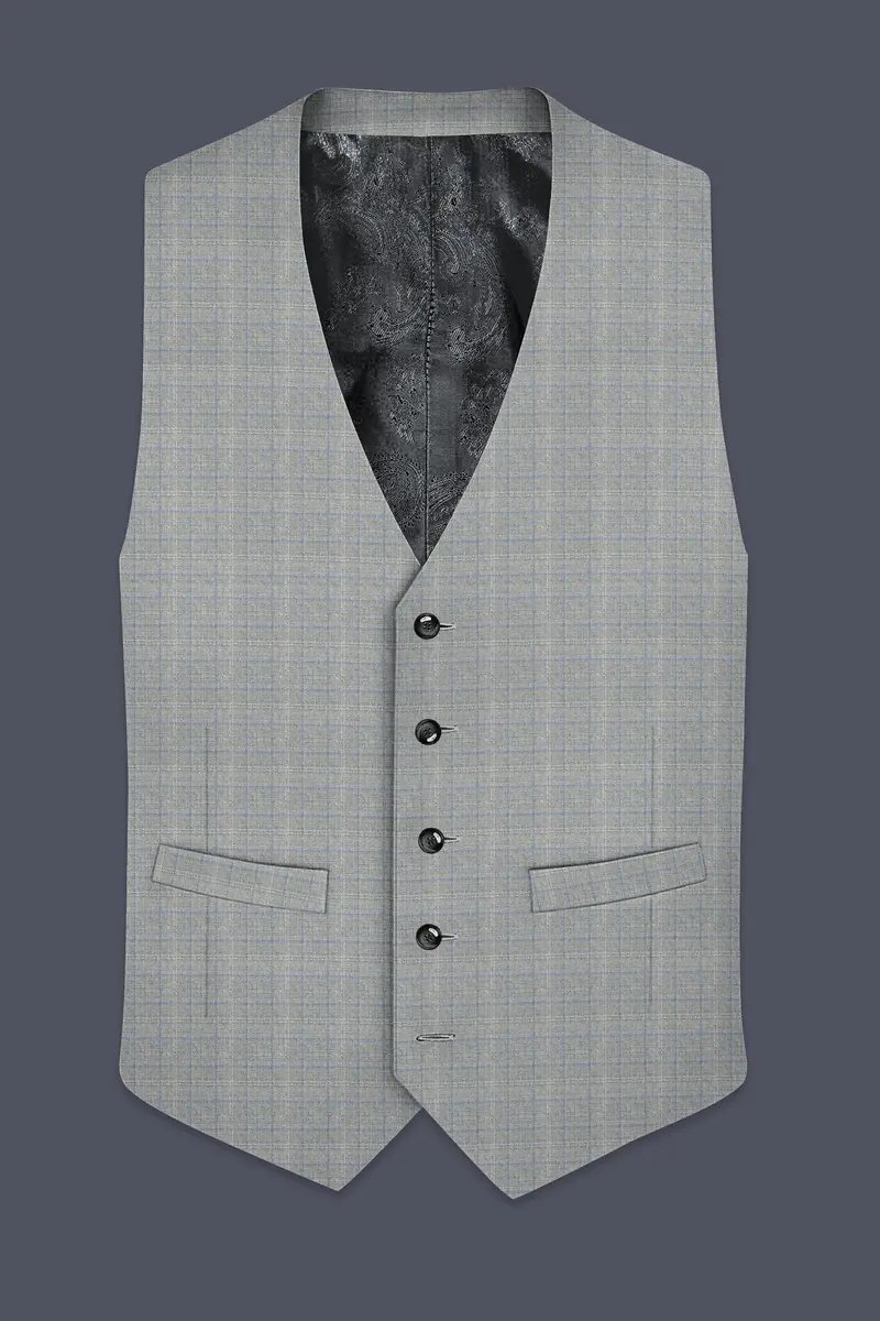 Pale Slate Plaid Woolrich Sports Waistcoat 2