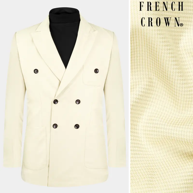 Pale Spring Cream Double-Breasted Sports Blazer 1