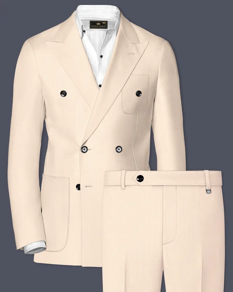 Pale Spring Cream Double-Breasted Sports Suit 1
