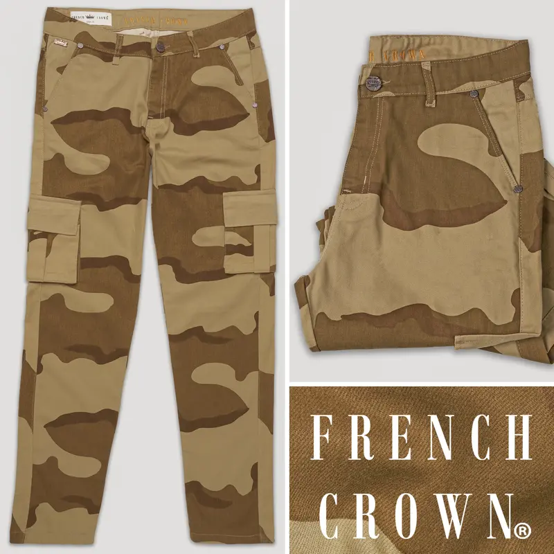 Pale Taupe Brown With Pickled Bean Brown Camouflage Cargo Pant 1