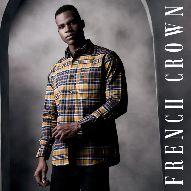Palliser Brown And Rhino Blue Checked Royal Oxford Premium Cotton Shirt 1