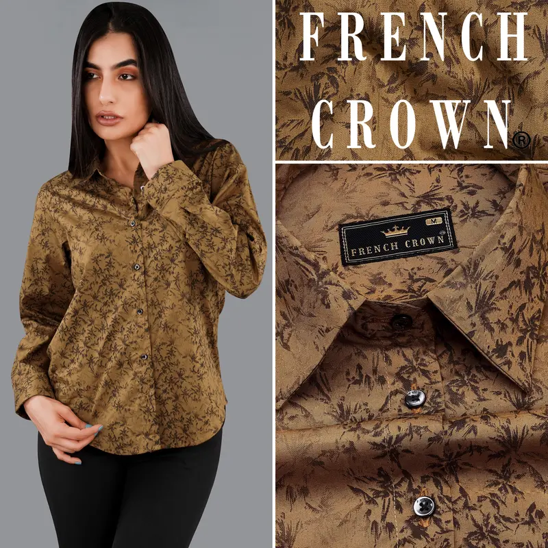 Palliser Brown Ditsy Printed Premium Cotton Shirt 1