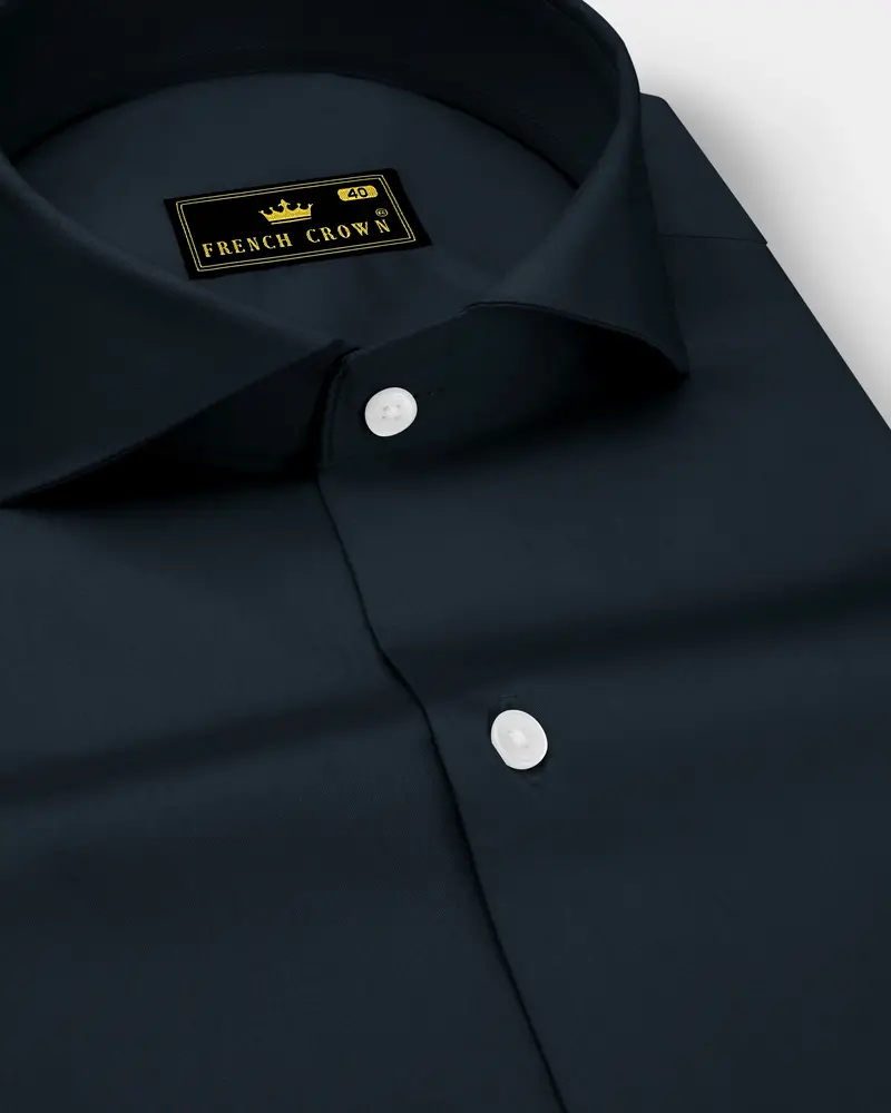 Palzen-Arsenic Gray Subtle Sheen Super Soft Premium Cotton Cut Away Collar Dress Shirt 1