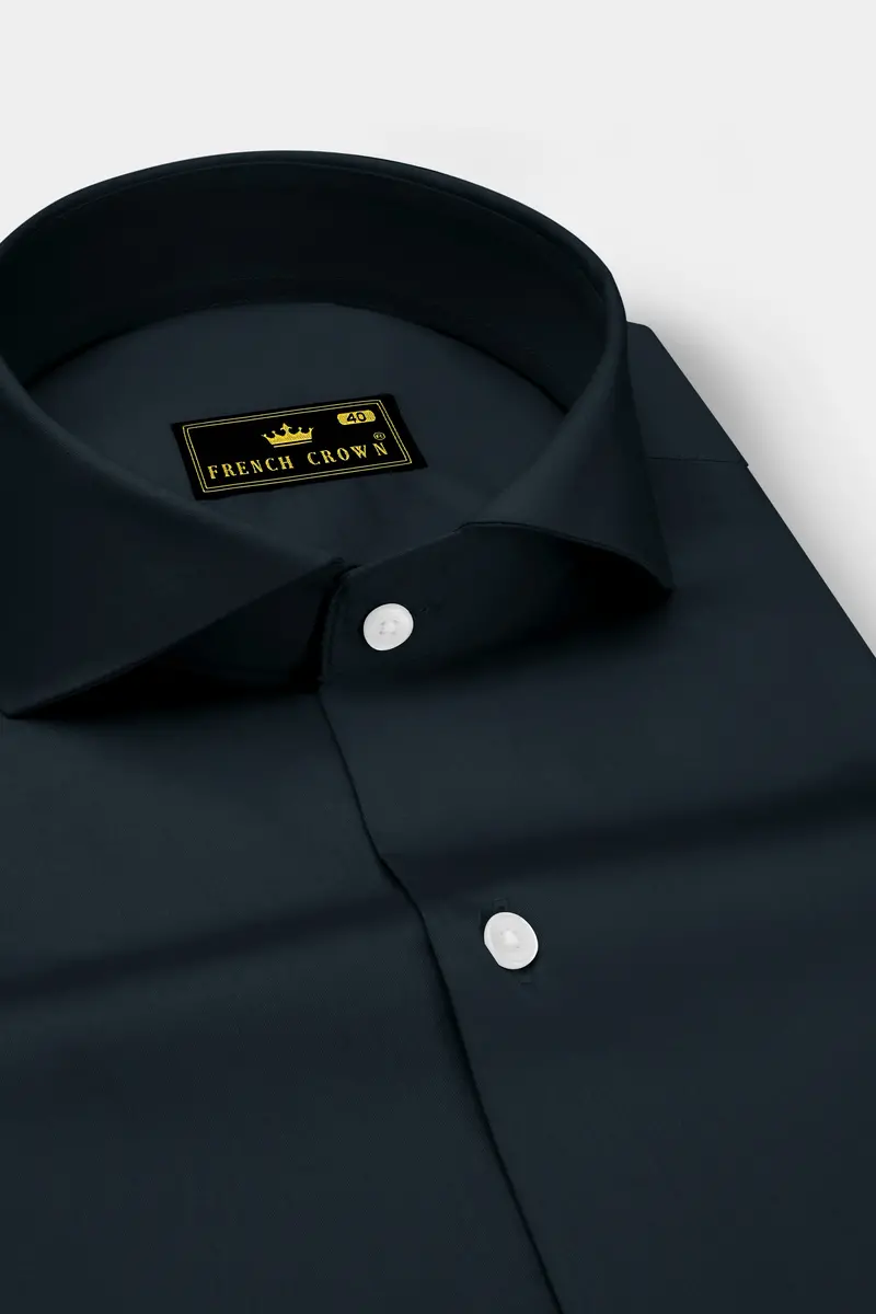 Palzen-Arsenic Gray Subtle Sheen Super Soft Premium Cotton Cut Away Collar Dress Shirt 2