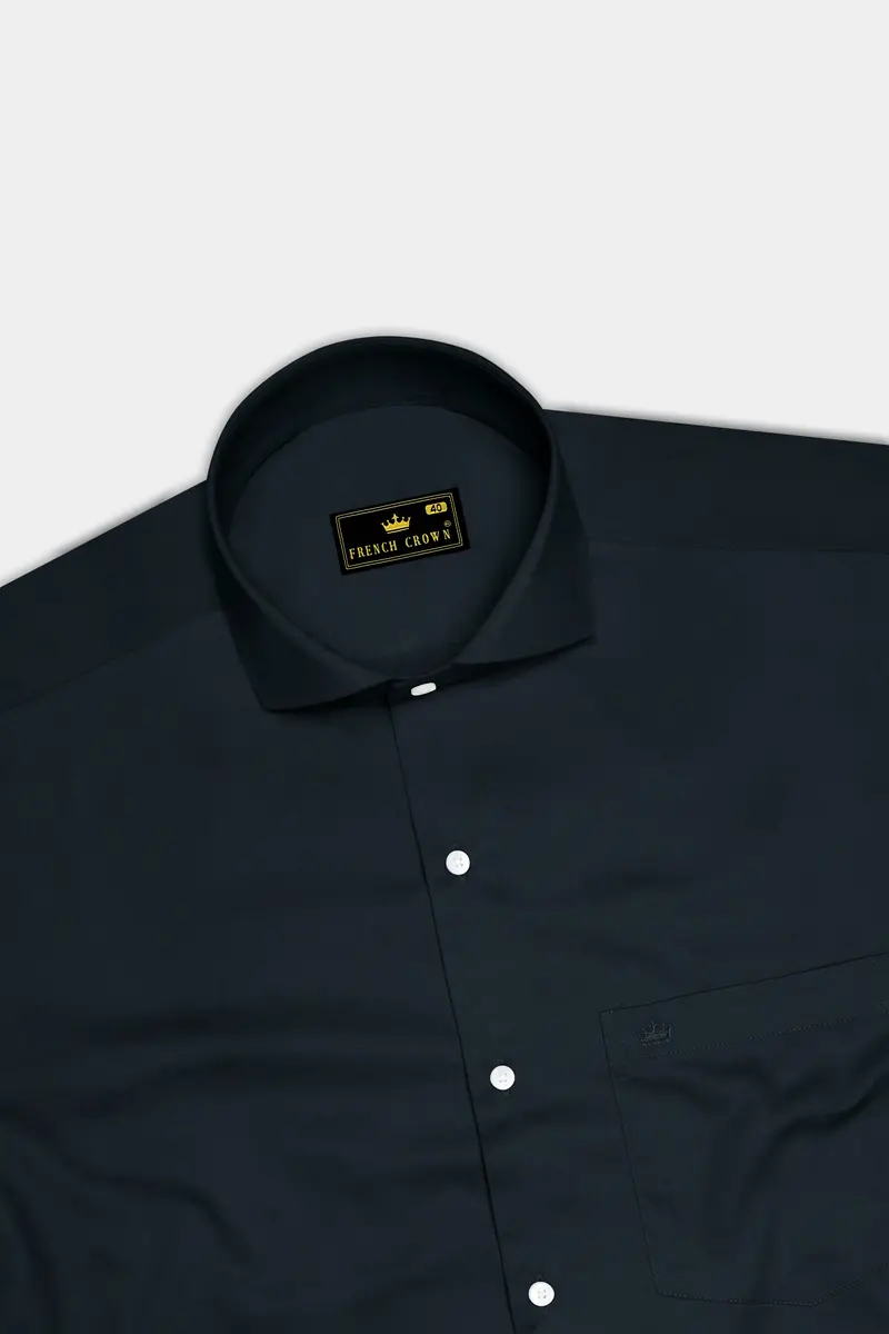 Palzen-Arsenic Gray Subtle Sheen Super Soft Premium Cotton Cut Away Collar Dress Shirt 5