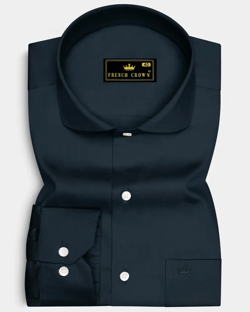 Palzen-Arsenic Gray Subtle Sheen Super Soft Premium Cotton Cut Away Collar Dress Shirt 6