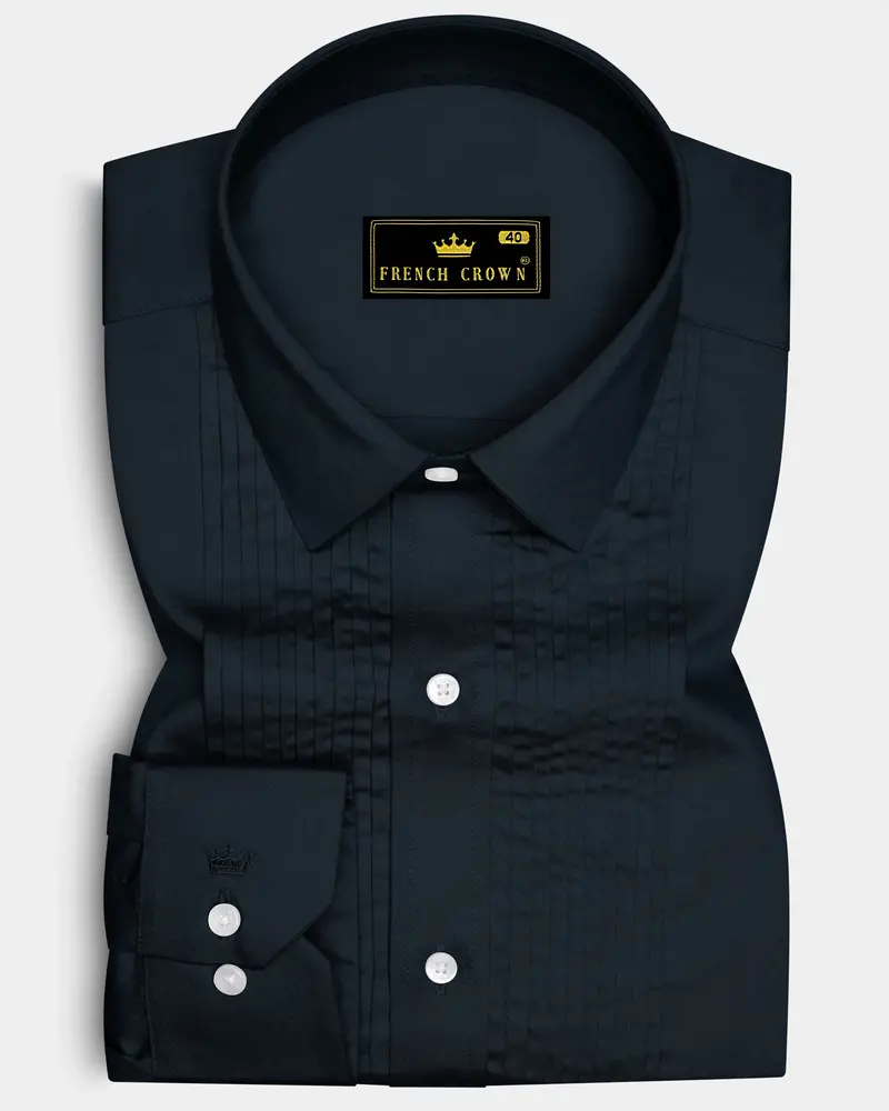 Palzen-Arsenic Gray Subtle Sheen Super Soft Premium Cotton Tuxedo Dress Shirt 1