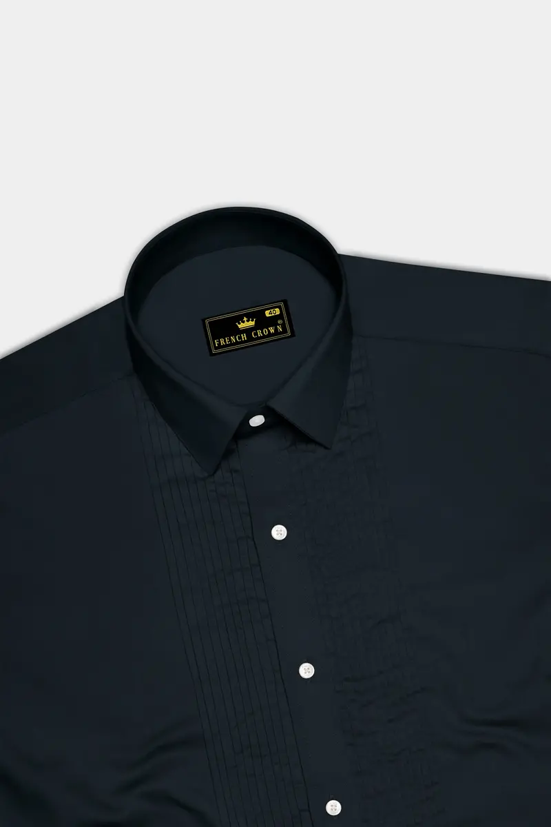 Palzen-Arsenic Gray Subtle Sheen Super Soft Premium Cotton Tuxedo Dress Shirt 5