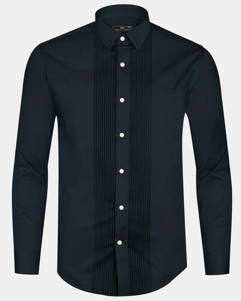 Palzen-Arsenic Gray Subtle Sheen Super Soft Premium Cotton Tuxedo Dress Shirt 8