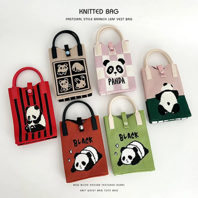 Panda Series Knitted Bag Mobile Phone Bag Handbag 1