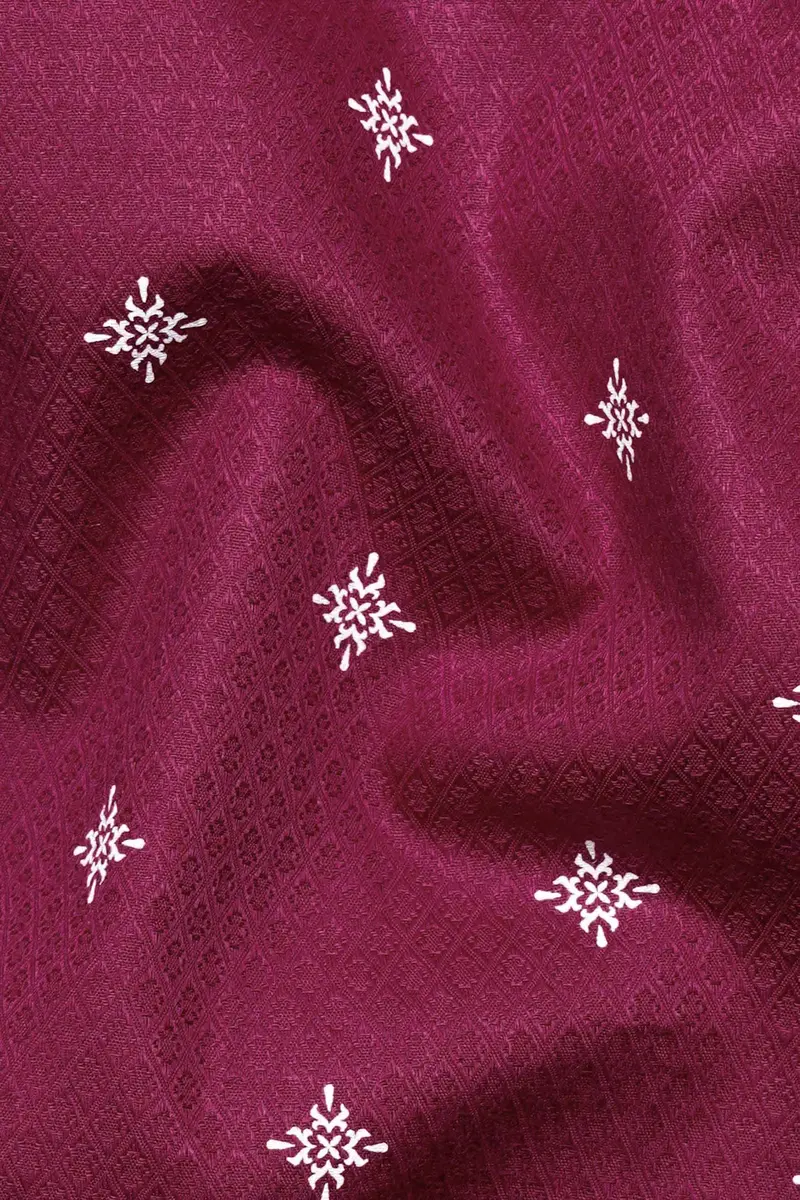 Paprika Maroon Dobby Textured Premium Giza Cotton Shirt 2