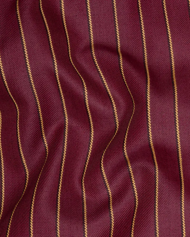 Paprika Maroon Striped Cross Placket Wool Rich Bandhgala Blazer 3