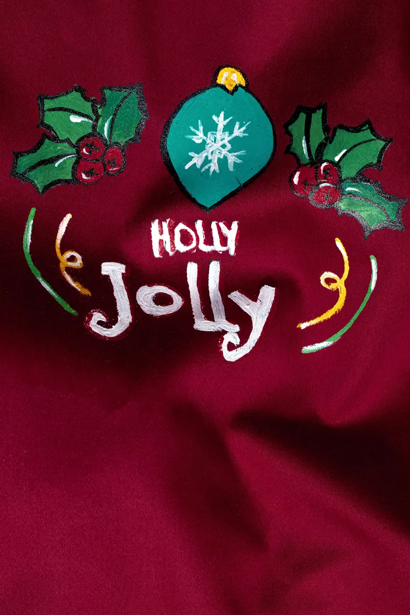 Paprika Red Holly Jolly Hand Painted Subtle Sheen Super Soft Premium Cotton Designer Shirt 3
