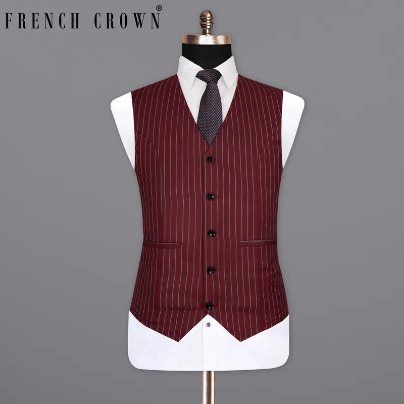 Paprika Red Striped Wool Rich Waistcoat 1