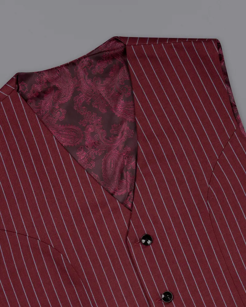 Paprika Red Striped Wool Rich Waistcoat 4