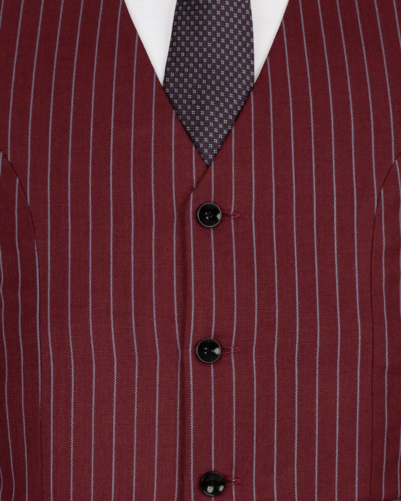 Paprika Red Striped Wool Rich Waistcoat 5