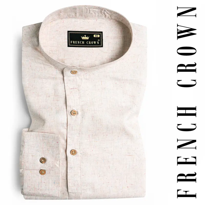 Parchment Brown Chambray Designer Kurta Shirt 1
